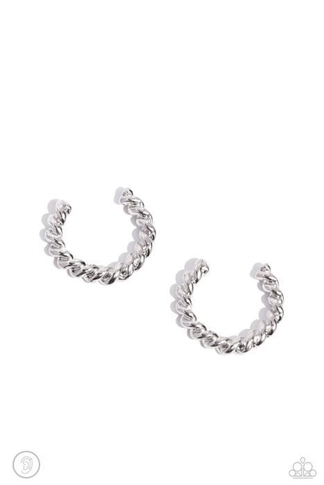 Twisted Travel - Silver Ear Cuff