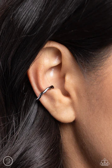 Enigmatic Echo - Black Ear Cuff