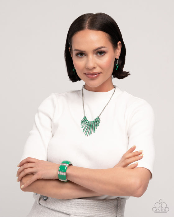 Fashionable Fringe Colored Cameo - Green Set